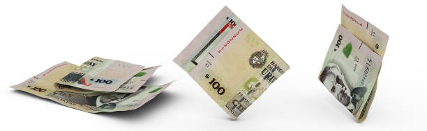 istock Set of 100 Peso Uruguayo note isolated on white background. 3d rendering 1411974592