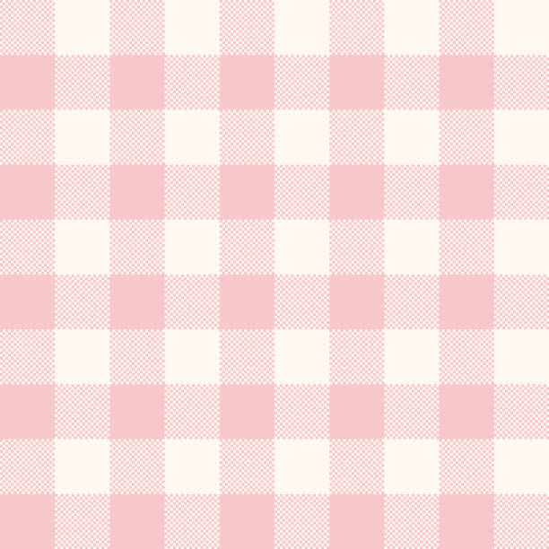 nahtloses pastellrosa gingham-muster. geometrischer vichy-hintergrund des vektors - pattern repetition backgrounds pastel colored stock-grafiken, -clipart, -cartoons und -symbole