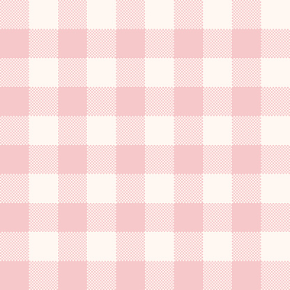 Seamless pastel pink gingham pattern. Vector geometric vichy background. Fabric texture print for clothing, tablecloths, bedding, wrapping paper, scrapbooking, wallpapers, decor, greeting card design