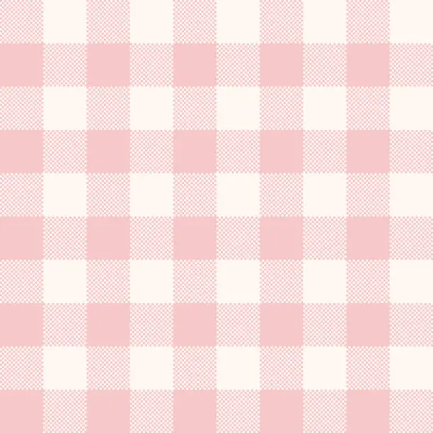 Vector illustration of Seamless pastel pink gingham pattern. Vector geometric vichy background