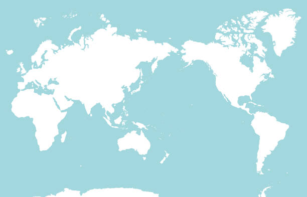 세계지도 배경, 여섯 대륙, 태평양 - silhouette earth globe environmental conservation stock illustrations