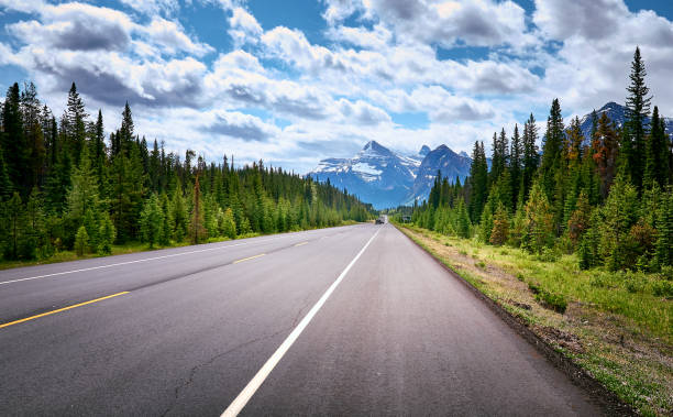 Beautiful mountain landscape. Mount Kerkeslin. Icefields Parkway - highway between Banff and Jasper. Canadian Rockies. Jasper National Park. Alberta. Canada