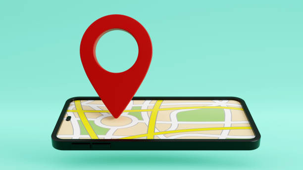 istock Red navigator pin checking with a map on smartphone background, 3d rendering illustration 1411982781