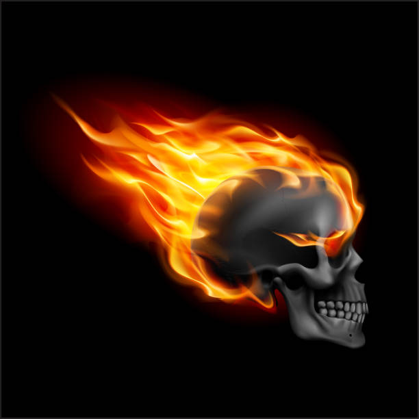 스컬 화재 - inferno fire flame skull stock illustrations