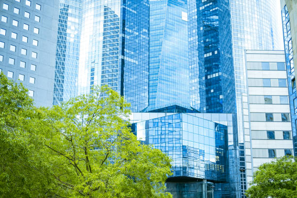 istock Skyscrapers with trees on a sunny day. 1411983067