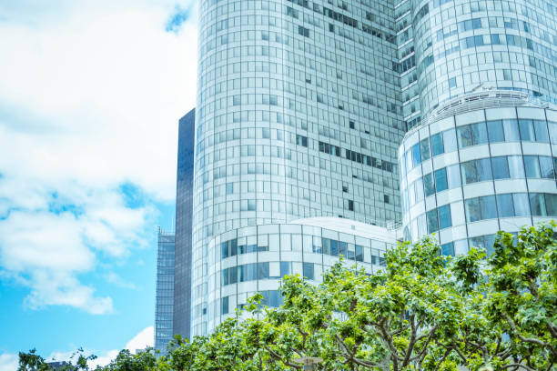 istock Skyscrapers with trees on a sunny day. 1411983127