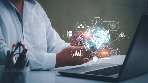 istock Businessman's hand using a smartphone Doing business online with internet technology Digital in global network connection, online sales, digital marketing, investment, finance, big data link concept. internet investment 1411987847