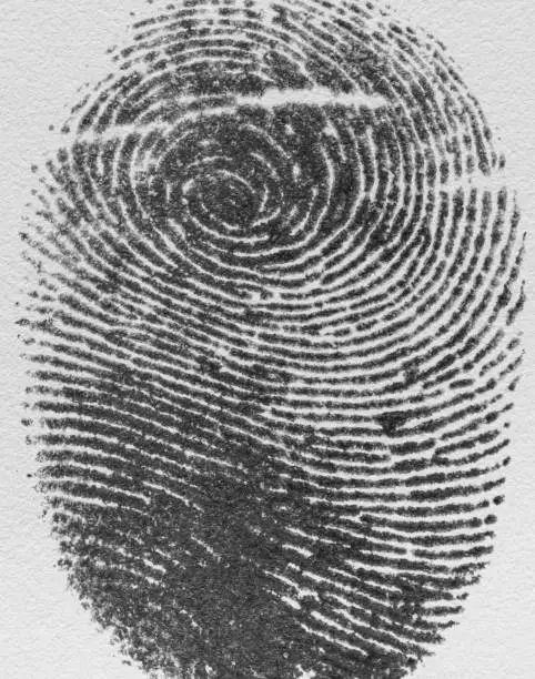 Photo of Black macro fingerprint,Fingerprint detail,Real fingerprint in white background Super macro