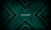 istock 3D green techno abstract background overlap layer on dark space with x shape effect decoration. Graphic design element dirty style concept for banner, flyer, card, brochure cover, or landing page 1411989586