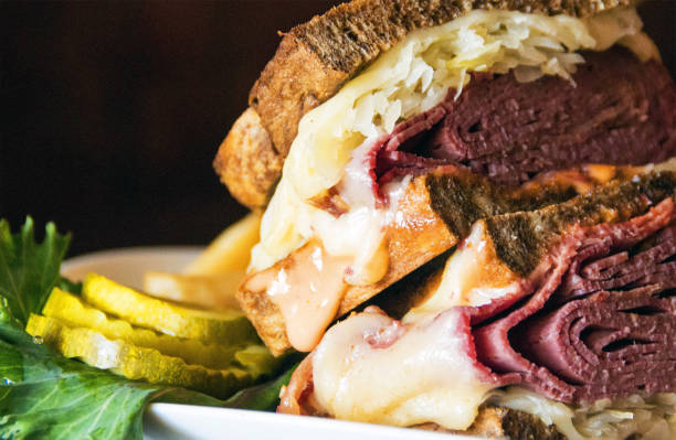 istock Corned Beef Reuben Sandwich on Marble Rye Bread 1411993709