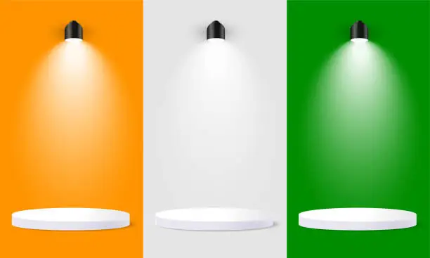 Vector illustration of Indian tricolor Independence day sale product podium with spot light