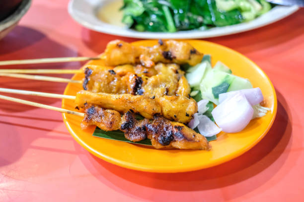 istock Chicken satay, street food concept. 1411995538