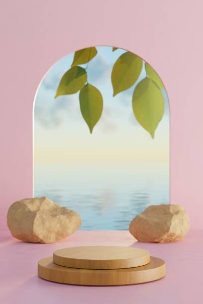 istock 3d podium with copy space for product display presentation. Graphic render art design. 1411995657