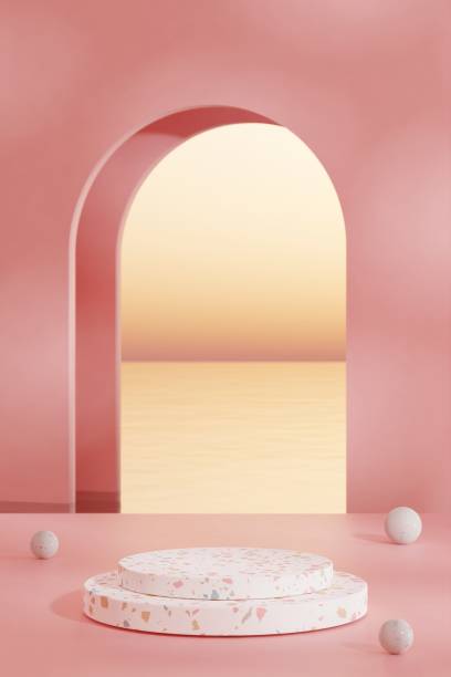 istock 3d podium with copy space for product display presentation. Tropical summer and vacation concept. Graphic art design. 1411995666