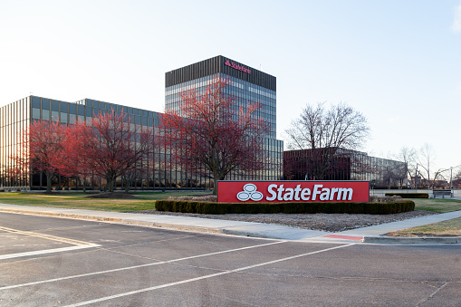 Bloomington, Illinois, USA - March 26, 2022: State Farm corporate headquarters in Bloomington, Illinois, USA. State Farm Insurance is a large group of mutual insurance companies throughout the USA.