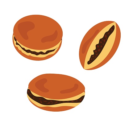 Japanese pancakes - dorayaki with red beans. Sweet traditional food