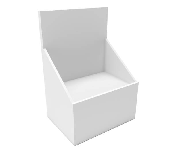 istock Empty PDQ Display Mock Up. White POS Display Stand For Supermarket.  Packaging Display Tray Angles View. 3D Render 1412005109