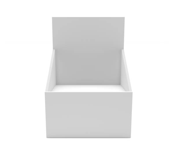 istock Empty PDQ Display Mock Up. White POS Display Stand For Supermarket.  Packaging Display Tray Front View. 3D Render 1412005110