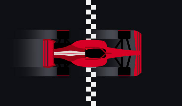 The car of the car passes the finish line at high speed on the track. Winning the race. Vector illustration The car of the car passes the finish line at high speed on the track. Winning the race. Vector illustration print finishing stock illustrations