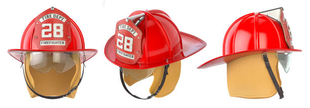 Fire fighter fireman helmet isolated on white. 3d illustration