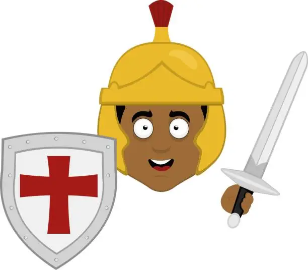 Vector illustration of vector head warrior sword helmet and shield