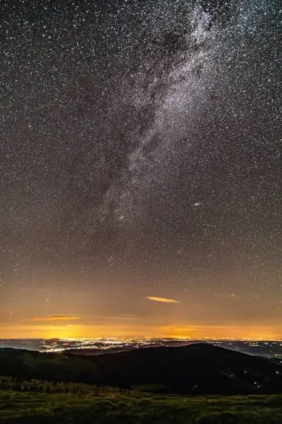 Photo of milky way over city of vienna from a mountain