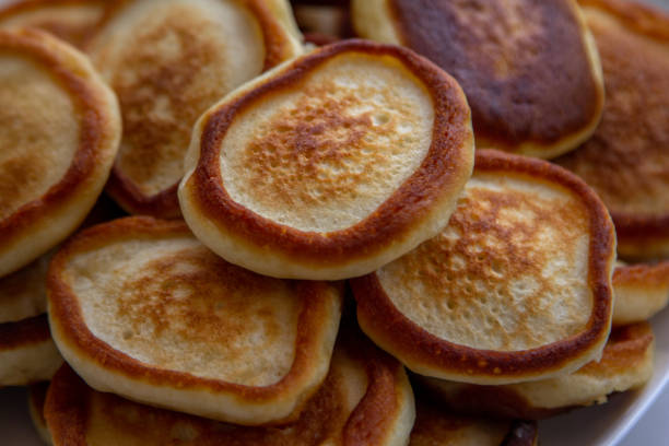 istock Close up fresh fluffy homemade pancakes 1412011781