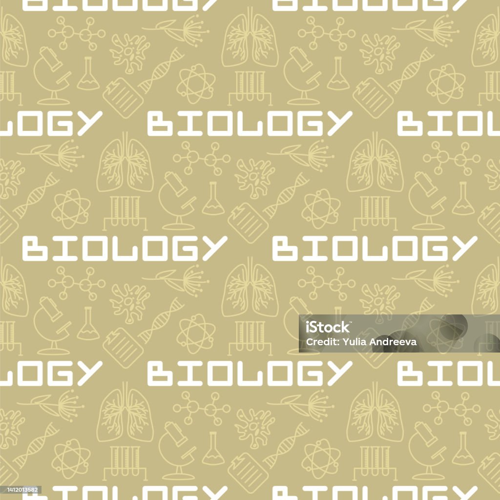Linear Bio Design Pattern Seamless Linear Pattern With School Biological Elements Stock ...
