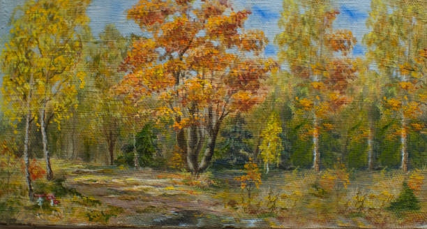 istock Autumn landscape with forest. Oil painting on canvas. Impressionism. 1412015007