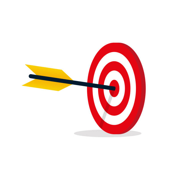 istock Target with arrow icon. Template design for competition winning, goal achievement, victory and business. Concept target market, audience, group, consumer. Vector illustration 1412015417