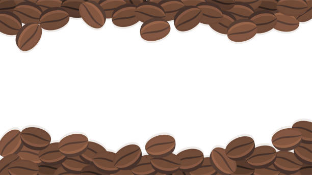 ilustraciones, imágenes clip art, dibujos animados e iconos de stock de granos de café tostado fondo vectorial con lugar para el texto - coffee bean coffee crop heap backgrounds