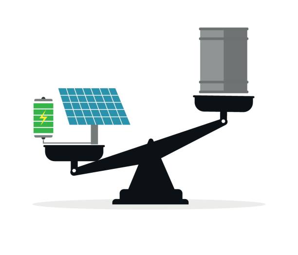 renewable and non-renewable energy sources vector illustration. renewable and non-renewable energy sources vector illustration. nonrenewable resources stock illustrations