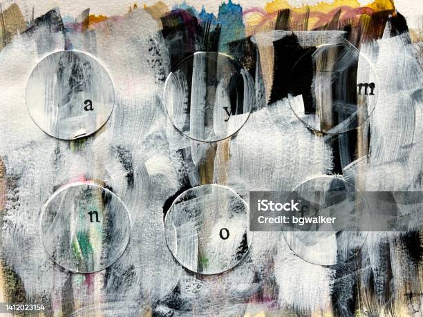 Mixed Media Abstract Acrylic Stock Photo - Download Image Now - Abstract, Alphabet, Retro Style
