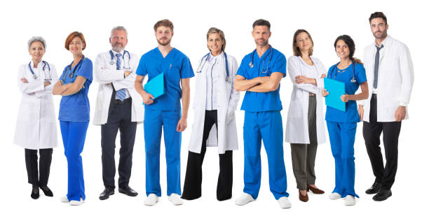 istock Group of medical doctors on white 1412023414