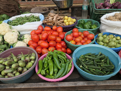Vegetable stand at market in India