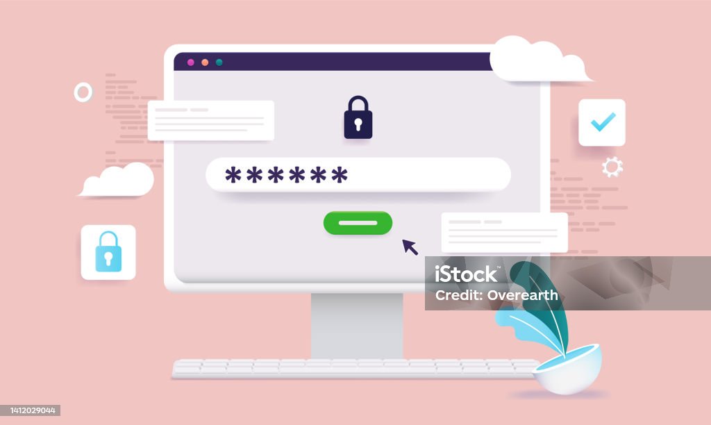 Computer Passcode Screen Computer Password Online On Pc Screen Stock Illustration - Download ...