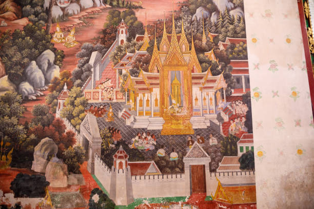 scena dal tempio wat phra sri rattana mahathat, phitsanulok in thailandia - editorial thailand spirituality gold foto e immagini stock