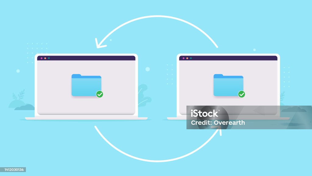 Stock Image Swapping Computer Sharing Files Between Computers Stock Illustration - Download Image Now ...
