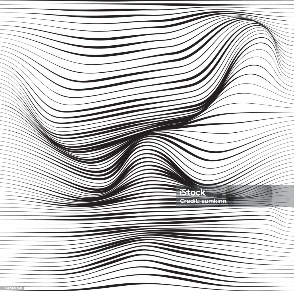 Wave Distorted Vector Distorted Wave Monochrome Texture Stock Illustration - Download Image ...