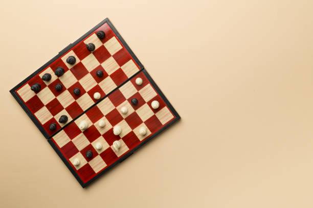 istock Chess on color background, top view 1412032769