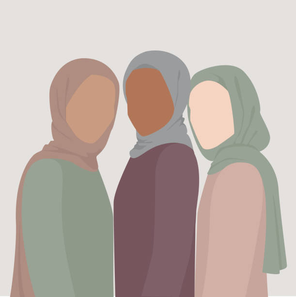 stockillustraties, clipart, cartoons en iconen met muslim girls - hoofddoek