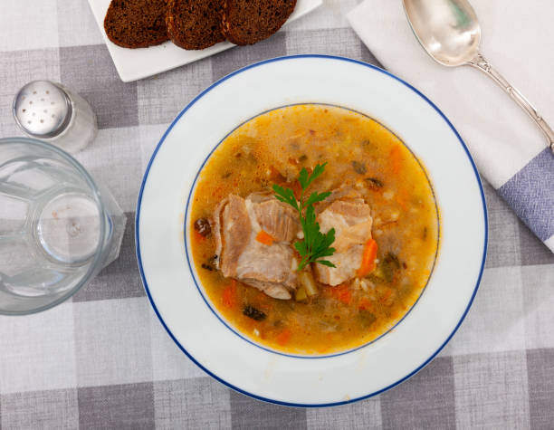 istock Traditional Russian soup rassolnik with beef meat 1412033146