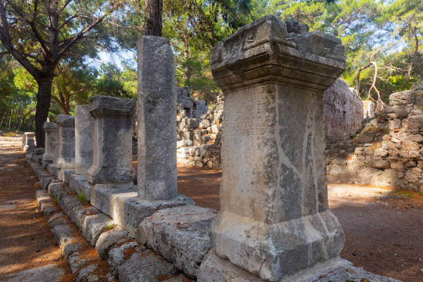 istock Colonnaded paved ancient street in Phaselis, Turkey 1412034242