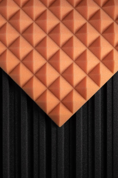 istock Acoustic foam wall background texture. Sound isolation material for soundproof in studio 1412035385