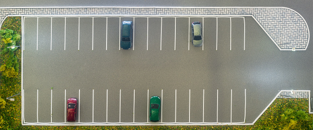 miniature scaled model of city parking lot