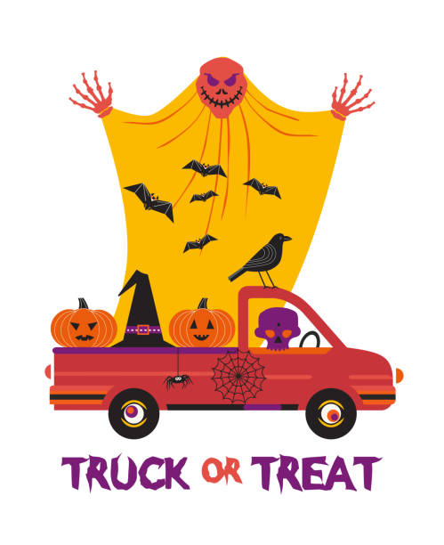 istock Truck or Treat Halloween Spooky Truck Cute vector 1412040533