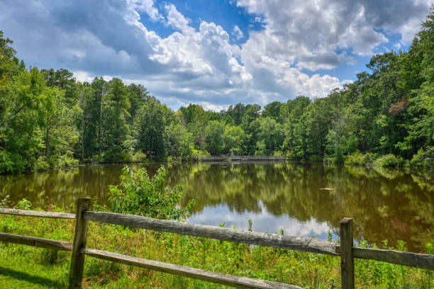 istock Crowder Pond Fenced Landscape 1412041698