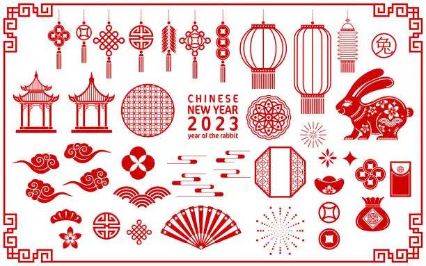 Vector illustration of Happy chinese new year 2023 year of the rabbit
