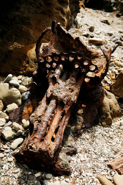 istock Rusty Metal Fort Bragg Glass Beach Close up 1412042539
