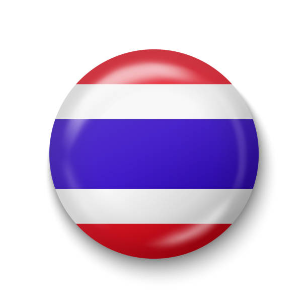 Thailand Flag - Round Glossy Icon. Thailand Flag - Round Glossy Icon. Vector Illustration. thailand flag round stock illustrations